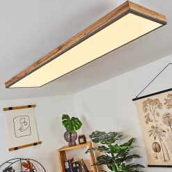 Plafonnier Salmi Led Couleur Bois, Noir, Blanc, 1 Lumiere