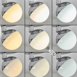 Plafonnier Sanchequias Led Chrome, 1 Lumiere, Telecommandes, Changeur De Couleurs