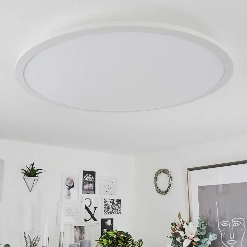 Plafonnier Sani Led Blanc, 1 Lumiere, Telecommandes, Changeur De Couleurs