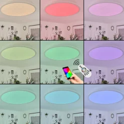 Plafonnier Sani Led Blanc, 1 Lumiere, Telecommandes, Changeur De Couleurs