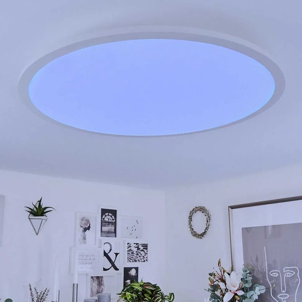 Plafonnier Sani Led Blanc, 1 Lumiere, Telecommandes, Changeur De Couleurs