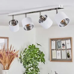 Plafonnier Tibro Argente, Blanc, 4 Lumieres