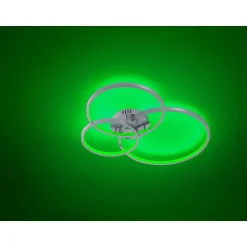 Plafonnier Trio Aaron Led Nickel Mat, 1 Lumiere, Telecommandes, Changeur De Couleurs