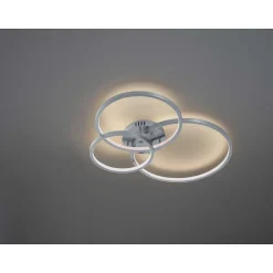 Plafonnier Trio Aaron Led Nickel Mat, 1 Lumiere, Telecommandes, Changeur De Couleurs