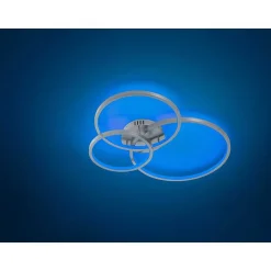 Plafonnier Trio Aaron Led Nickel Mat, 1 Lumiere, Telecommandes, Changeur De Couleurs