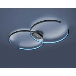 Plafonnier Trio Leuchten Wiz Citizen Led Noir, 2 Lumieres, Telecommandes, Changeur De Couleurs
