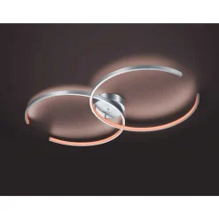 Plafonnier Trio Leuchten Wiz Citizen Led Nickel Mat, 2 Lumieres, Telecommandes, Changeur De Couleurs