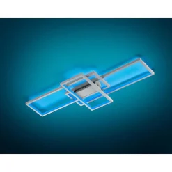 Plafonnier Trio Thiago Led Nickel Mat, 1 Lumiere, Telecommandes, Changeur De Couleurs