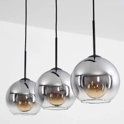 Plafonnier Verre 20 Cm Koyoto Clair, Fume, 3 Lumieres