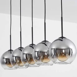 Plafonnier Verre 20 Cm Koyoto Clair, Fume, 5 Lumieres