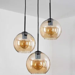 Plafonnier Verre 20 Cm Koyoto Ambre, 3 Lumieres
