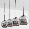 Plafonnier Verre 20 Cm Koyoto Chrome, Fume, 4 Lumieres