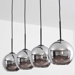 Plafonnier Verre 20 Cm Koyoto Chrome, Fume, 4 Lumieres