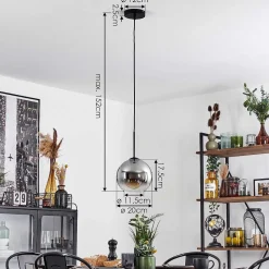 Plafonnier Verre 20 Cm Koyoto Clair, Fume, 1 Lumiere