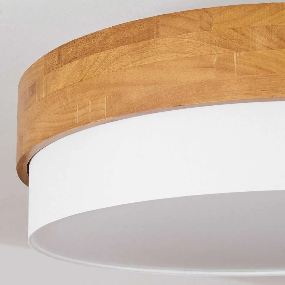 Plafonnier Vrolle Bois Clair, Nickel Mat, 3 Lumieres