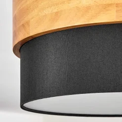 Plafonnier Vrolle Bois Clair, Nickel Mat, 2 Lumieres