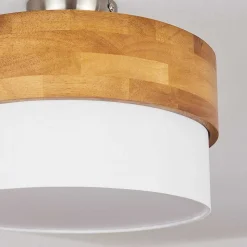 Plafonnier Vrolle Bois Clair, Nickel Mat, 2 Lumieres