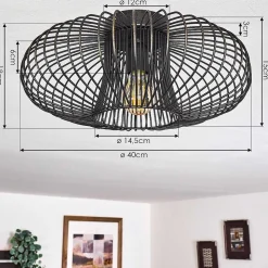 Plafonnier Wemude Noir Dore, 1 Lumiere