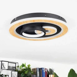 Plafonnier Xamontarupt Led Brun, Couleur Bois, Noir, 1 Lumiere, Telecommandes