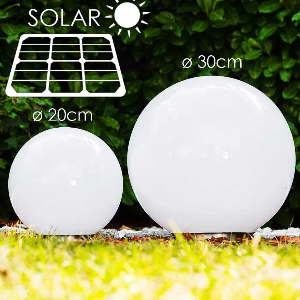 Set De Boules Lumineuses Solaires Led Acier Inoxydable, 2 Lumieres
