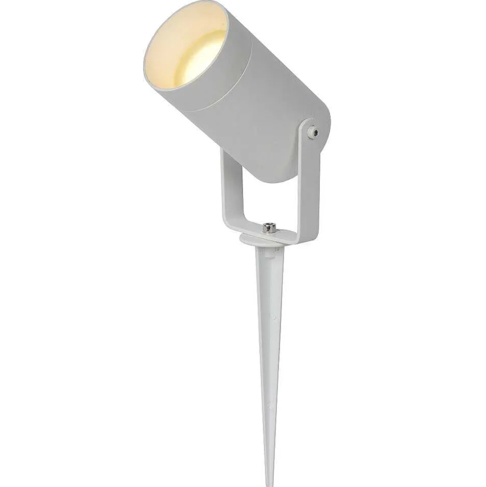 Spot De Jardin Lucide Taylor Blanc, 1 Lumiere, Detecteur De Mouvement