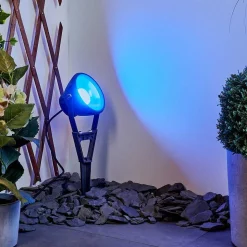 Spot De Jardin Phniet Led Noir, 1 Lumiere, Telecommandes, Changeur De Couleurs