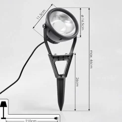 Spot De Jardin Phniet Led Noir, 1 Lumiere, Telecommandes, Changeur De Couleurs