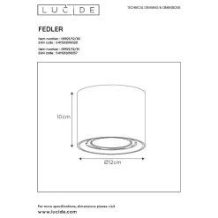 Spot De Plafond Lucide Fedler Noir, 1 Lumiere