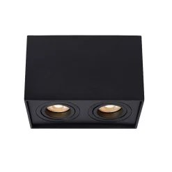 Spot De Plafond Lucide Tube Noir, 2 Lumieres