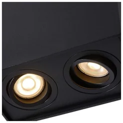 Spot De Plafond Lucide Tube Noir, 2 Lumieres