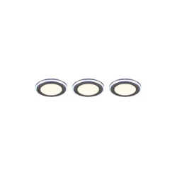 Spot Encastrable - Kit De 3 Trio Argus Led Chrome, 6 Lumieres, Telecommandes, Changeur De Couleurs