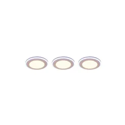 Spot Encastrable - Kit De 3 Trio Argus Led Blanc, 6 Lumieres, Telecommandes, Changeur De Couleurs
