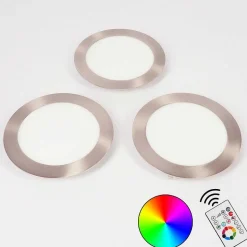Spot Encastrable Finsrud Led Nickel Mat, 1 Lumiere, Telecommandes, Changeur De Couleurs