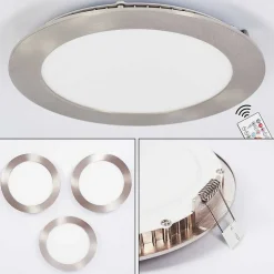 Spot Encastrable Finsrud Led Nickel Mat, 1 Lumiere, Telecommandes, Changeur De Couleurs