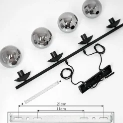 Suspension Agropoli Noir, 4 Lumieres