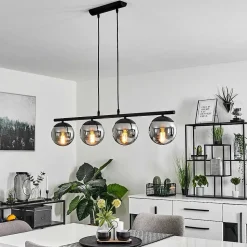 Suspension Agropoli Noir, 4 Lumieres