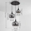 Suspension Azurara Noir, 3 Lumieres