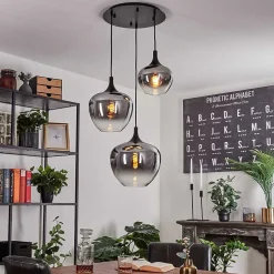 Suspension Azurara Noir, 3 Lumieres
