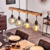 Suspension Bacabal Bois Clair, Noir, 4 Lumieres