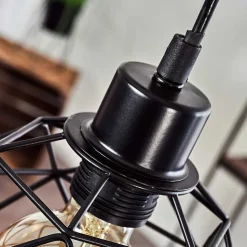 Suspension Bacabal Bois Clair, Noir, 4 Lumieres