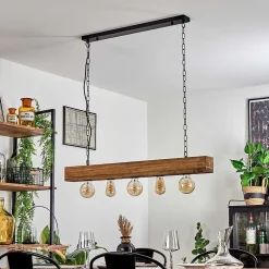 Suspension Berat Brun, Noir, 5 Lumieres