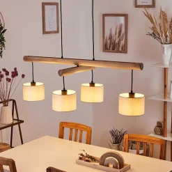 Suspension Bigandie Ecru, Noir, 4 Lumieres