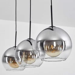 Suspension Boules 25 Cm Koyoto Clair, Fume, 3 Lumieres