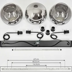 Suspension Boules 25 Cm Koyoto Clair, Fume, 3 Lumieres