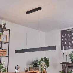 Suspension Brun Led Anthracite, 2 Lumieres, Telecommandes