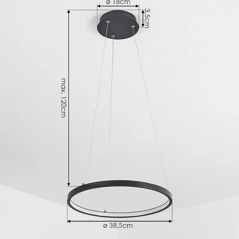 Suspension Calcium Led Noir, 1 Lumiere