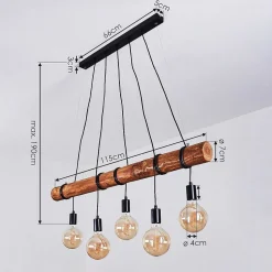 Suspension Canedo Brun, Noir, 5 Lumieres