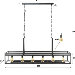 Suspension Decorate Anthracite, 6 Lumieres