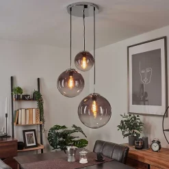 Suspension Degevos Gris, 3 Lumieres