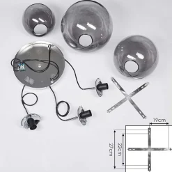 Suspension Degevos Gris, 3 Lumieres